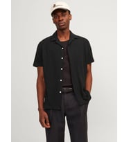 Jack & Jones Erkek Kısa Kollu Keten Gömlek - 12256235 (Siyah)