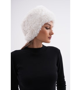 Peluş Bandana Şapka (Beyaz)