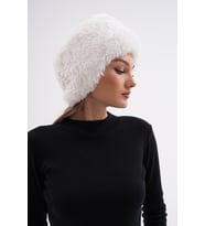 Peluş Bandana Şapka (Beyaz)