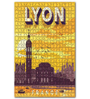 Cakapuzzle Lyon Şehri Afişi Görseli Puzzle Yapboz MDF (Ahşap) (1000 Parça)