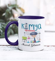 Kimya Öğretmeni Tasarımlı Kişiye Özel Kupa Bardak (Lacivert)