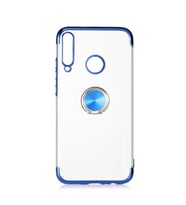 Huawei P40 Lite E Kılıf Gess Kenarları Renkli Yüzük Aparatlı Kılıf (Mavi)