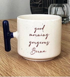 Kişiye Özel Good Morning Gorgeous Hediye T Kupa Bardak Sevgiliye Hediye (Lacivert)