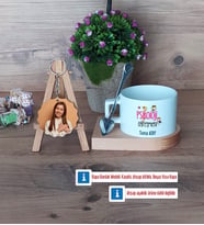 Psikoloji Öğretmeni Kupa Bardak Beyaz ve Fotoğraflı Ahşap Anahtarlık Hediye (Model 8)