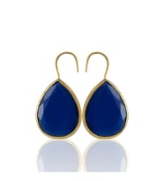 Kadir Jewellery 22 Ayar Altın Kaplama Damla Taşlı Küpe -El İşçiliği Ve Hipoalerjenik Küpe (Parlement)