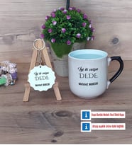 Dedeye Hediye Kupa Bardak Kırmızı ve Ahşap Anahtarlık Hediye (Model 9)
