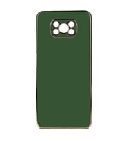 Xiaomi Poco X3 Kılıf Kenarları Gold Kamera Korumalı Renkli Pastel Silikon Açık Yeşil BARK (Koyu Yeşil)