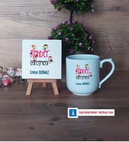 Rehber Öğretmeni Dekoratif Taş, Kupa Bardak Kırmızı Hediye (Model 4)