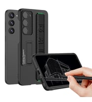 Samsung Galaxy S23 Plus Uyumlu Kılıf Case, Standlı El Tutacaklı Kapak Stand with Hand Holder Cover (Siyah)