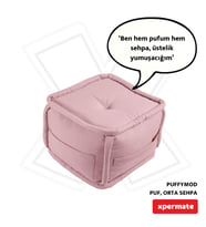 XPERMATE PuffyMod Dekoratif Kare Puf Orta Sehpa Ayak Uzatma Puf 40x40 cm (Pembe)