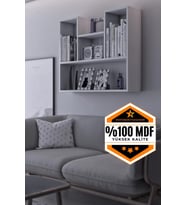 Duvar Rafı Salon Banyo Balkon Mutfak Kitaplık Çok Amaçlı Raf Gri MDF (Beyaz)