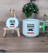 Erkek Öğretmene Hediye Hediye Seti Kupa Bardak T Kulplu ve Anahtarlık Öğretmenler Günü Hediyesi (Model 8)