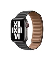 Apple Watch 7/8/9 41mm Kordon Baklalı Deri Kordon (Siyah)
