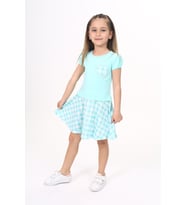 Toontoy Kız Çocuk Kapl Nakışlı Elbise (Mint Yeşili)