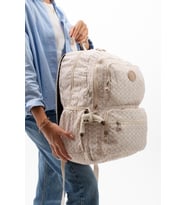Kadın Sırt Çantası Hafif Kumaş Çok Cepli Kabin Boy Seyahat Çantası 43*30 Cm (Krem)