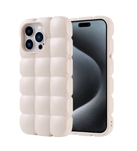 iPhone 15 Pro Max Kılıf Parlak Esnek Silikon Dom Dom Kılıf (Beyaz)