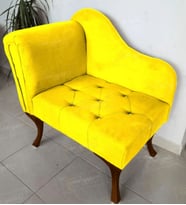 Yeni Model Tekli Köşe Koltuğu Josefin Bench Ceviz Ayak (Sarı)