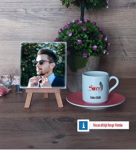 Savcı Fotoğraflı Dekoratif Taş, Ahşap Altlıklı Türk Kahvesi Fincanı Hediye (Model 6)