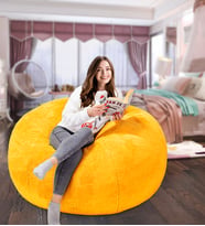 Peluş Oturma Puf (%100 Yerli) (Sarı)
