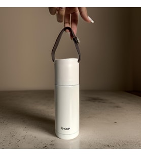 Stainless Steel Bardaklı Tutacaklı Taşınabilir  350 Ml Günlük , Şık, Modern , Hediyelik Termos . (Beyaz)