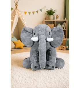 Özgüner Uyku Arkadaşım Fil Peluş Fil 90 cm (%100 Yerli) (Gri)