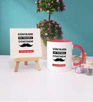 Dünyanın En Yakışıklı Öğretmeni Kupa Bardak Lacivert Dekoratif Taş Baskı (Model 8)