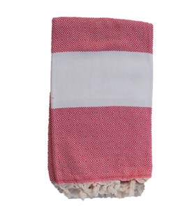 Peştemal Banyo Havlusu , Plaj Havlusu %100 Cotton 100x180 cm Çift Yüz  ** (Balıkçı Sırtı / Diomand  Desenli)** (Kırmızı)