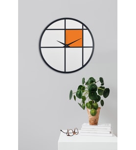 Dekoratif Ahşap Duvar Saati 50 cm - Lenora (Turuncu)