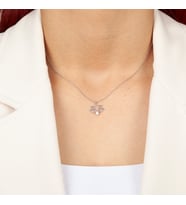 İncili Lotus Çiçeği Kolye- 925 Ayar Gümüş (Gümüş)