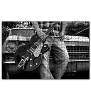 Cakapuzzle Beyaz Cadillac ve Elektrogitarlı Genç  Puzzle Yapboz MDF (Ahşap) (1000 Parça)