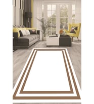 Dijital Kaymaz Taban Yıkanabilir Modern Renkli Salon Halısı Mutfak Halısı Yolluk ND-HT-526 (Beyaz - Kahverengi)