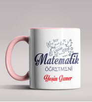 Kişiye Özel Matematik Öğretmeni Tasarımlı Siyah Renk Kupa 8 (Pembe)