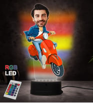 Doğum Günü Hediyesi,Sevgiliye Hediye, Kişiye Özel Fotoğraflı Vespa Karikatür 3D Led Lamba (RGB)