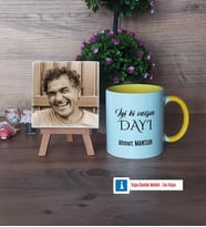 Dayıya Hediye Fotoğraflı Dekoratif Taş, Kupa Bardak Beyaz Hediye (Model 7)
