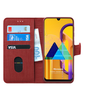 Microsonic Samsung Galaxy M30s Kılıf Fabric Book Wallet (Kırmızı)