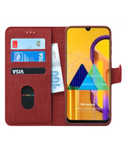 Microsonic Samsung Galaxy M30s Kılıf Fabric Book Wallet (Kırmızı)