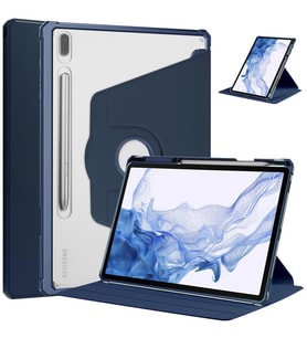 Samsung Galaxy Tab S7 FE LTE T737 T736 T733 T730 Kılıf Termik Kalem Bölmeli Döne (Lacivert)