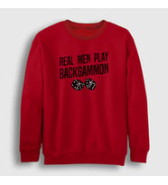 Presmono Unisex Beyaz Real Men Backgammon Oyun Tavla Sweatshirt 418888tt (Kırmızı)