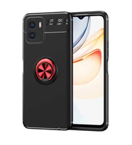 Vivo Y15S Kılıf Zore Ravel Yüzüklü Silikon Kılıf (Siyah-Kırmızı)