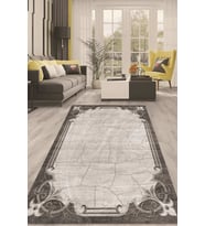 Dijital Kaymaz Taban Yıkanabilir Modern Renkli Salon Halısı Mutfak Halısı Yolluk ND-HT-1479 (Gri)