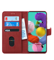 Microsonic Samsung Galaxy A51 Kılıf Fabric Book Wallet (Kırmızı)