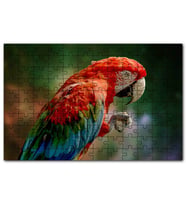 Cakapuzzle Kırmızı Mavi Papağan Pençesi Flu Arkaplan Puzzle Yapboz MDF (Ahşap) (1000 Parça)
