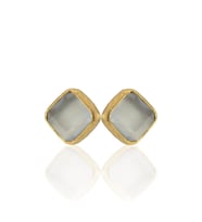 Kadir Jewellery 22 Ayar Altın Kaplama Kadın Minimal Küpe -El İşçiliği Ve Hipoalerjenik Küpe (Gri)