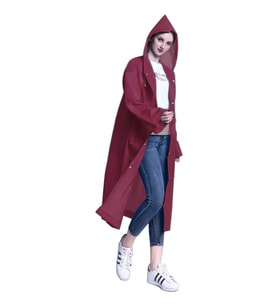 Eva Trend Unisex Siyah Yağmurlık (Bordo)