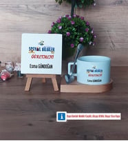 Sosyal Bilgiler Öğretmeni Dekoratif Taş, Kupa Bardak Kırmızı Hediye Öğretmenler Günü Hediyesi (Model 7)