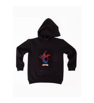 Spiderman baskılı örümcek adam kapüşonlu pamuklu kumaş çocuk sweatshirt (Siyah)