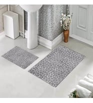 Banyo Halısı Ikili Klozet Takımı Kaymaz Tabanlı (60 xm x 100 cm + 40 cm x 60 cm)  (Gri)