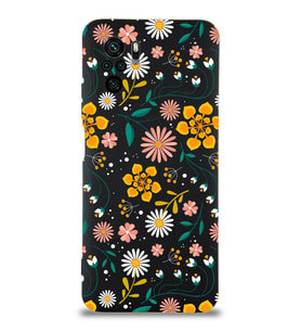Xiaomi Redmi Note 10  Uyumlu Lansman Kılıf Çiçek Tasarımlı İçi Kadife Kapak-Pembe (Siyah)