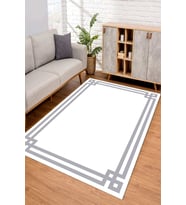 Dijital Kaymaz Taban Yıkanabilir Renkli Salon Halısı Mutfak Halısı Yolluk ND-SD-1195 (Beyaz)