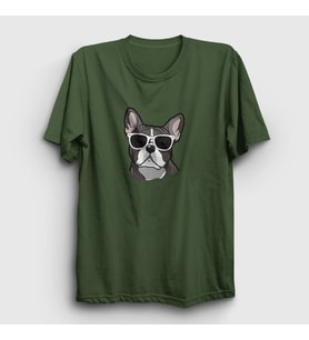 Presmono Unisex Sarı French Bulldog Köpek T-Shirt 401330tt (Haki)